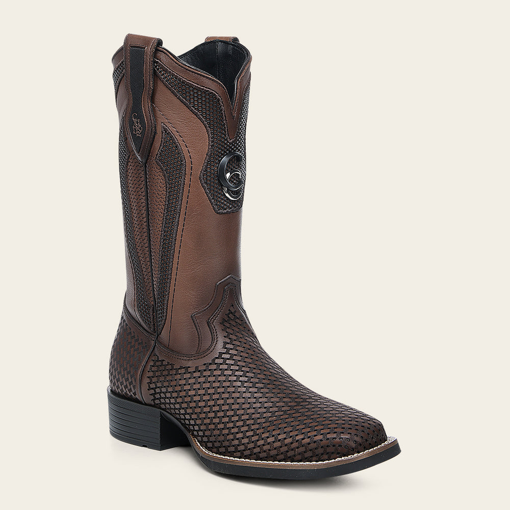 Bota de bovino color miel de rodeo Vaquero