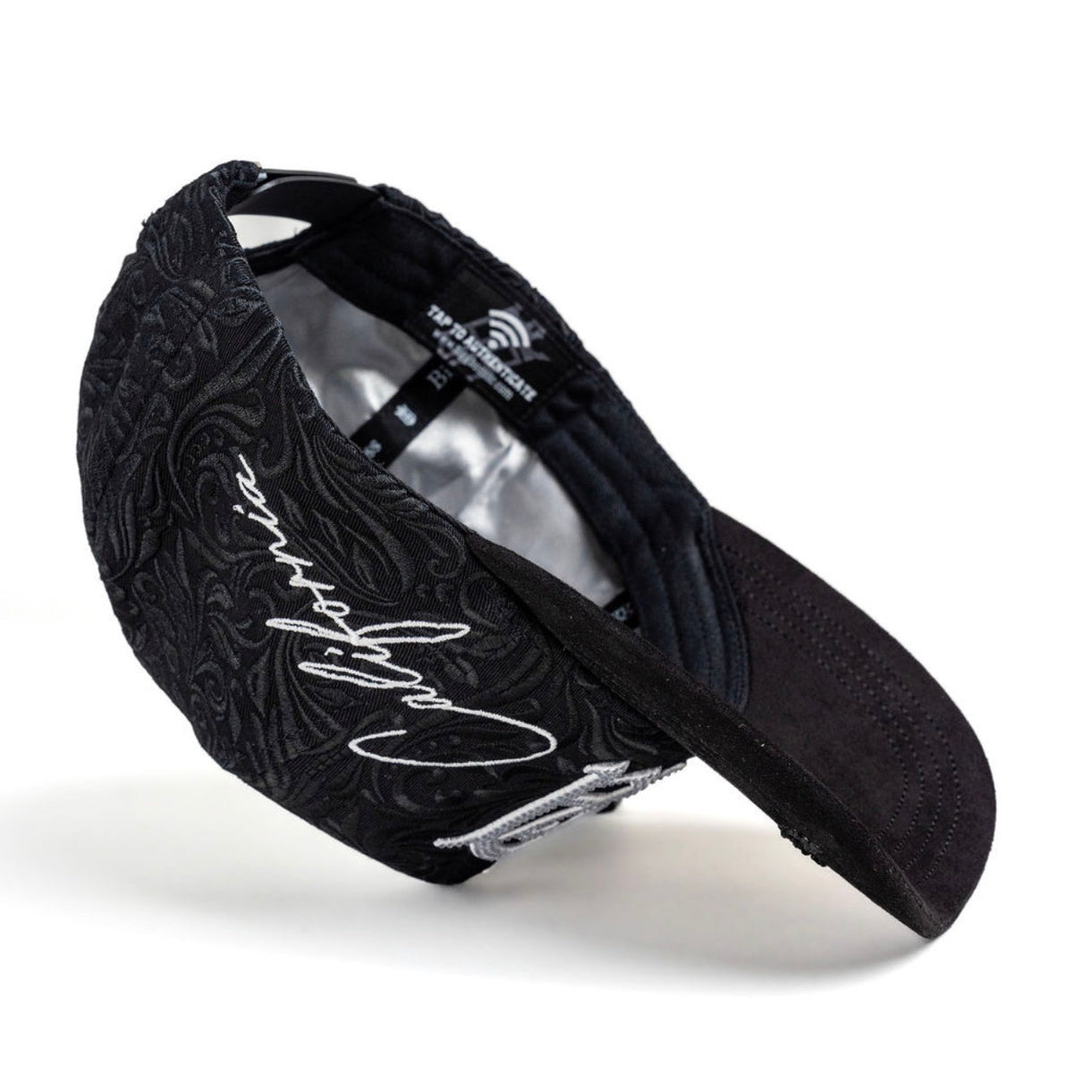 Underside view of Bigg Boss California Black White Hat showing brim detail