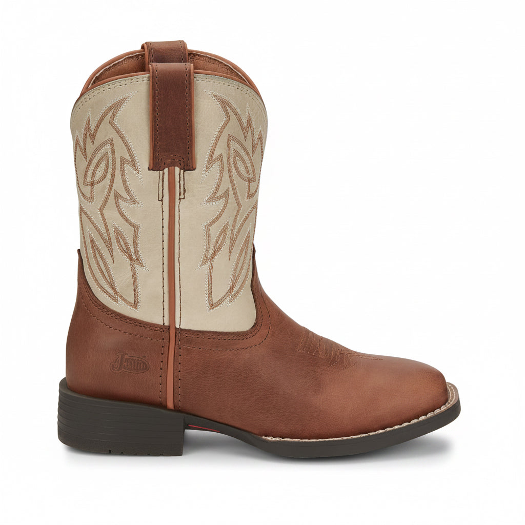 Justin Canter Junior Boot side view with stitched cream shaft