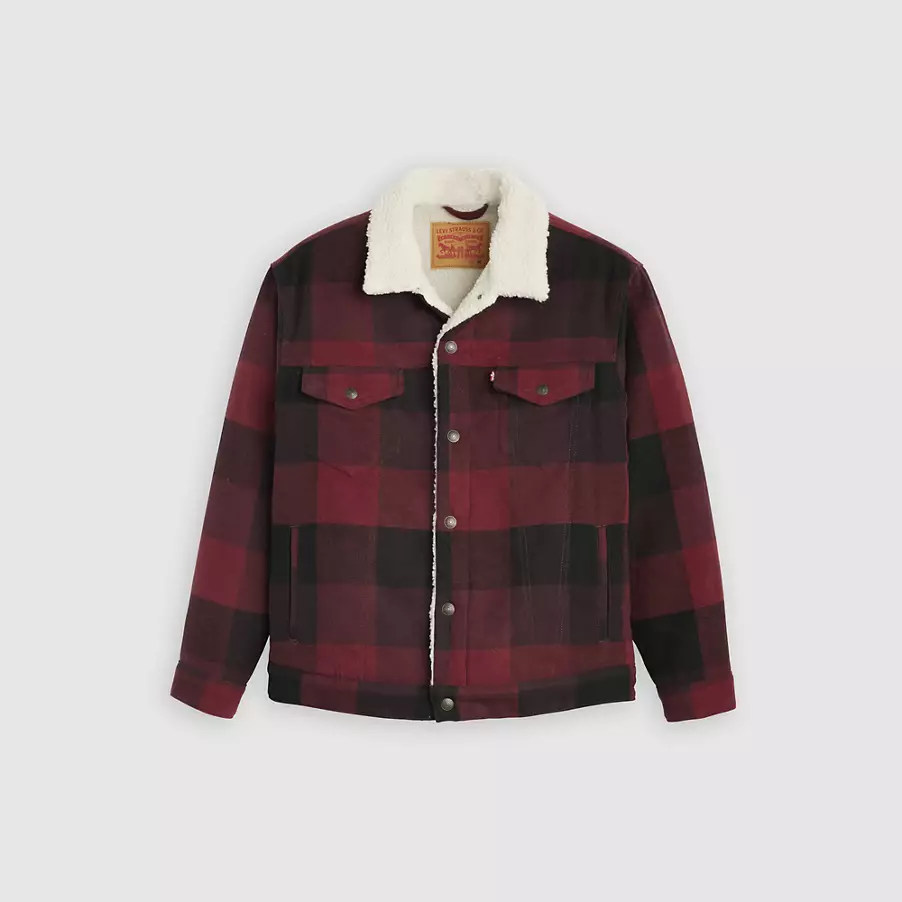 Relaxed Fit Plaid Trucker Jacket