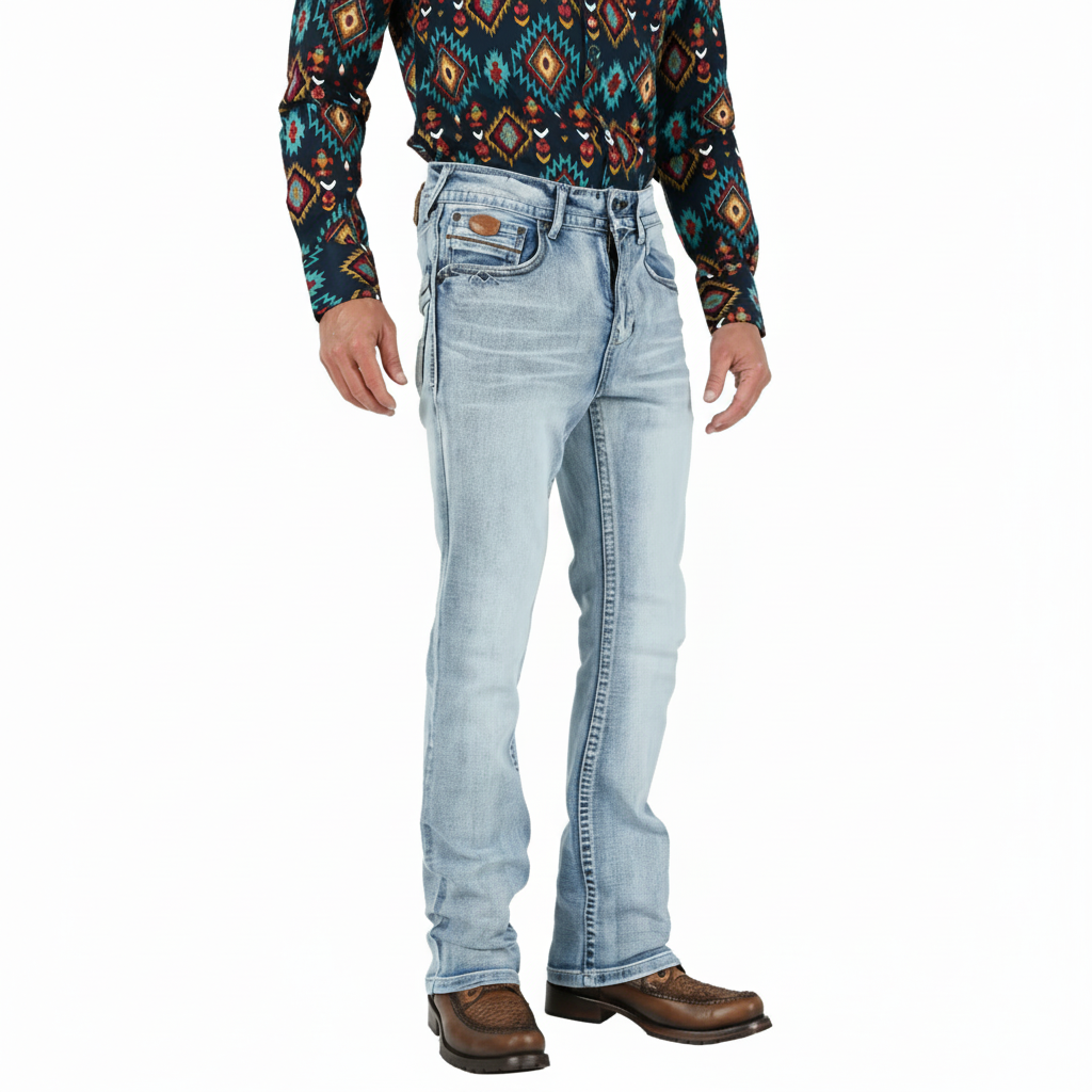 Vaqueros de corte de bota azul claro para hombre de Holt