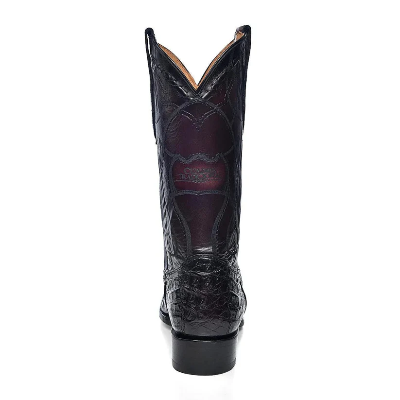 Black Cherry Caiman Embroidery & Laser & Woven French Toe