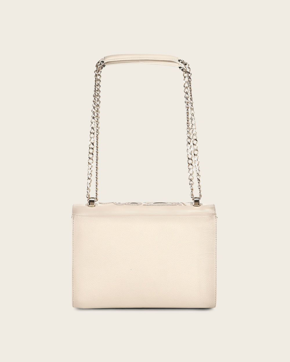 Cuadra Women’s Beige Bovine Leather Shoulder Bag Clutch back view in beige leather