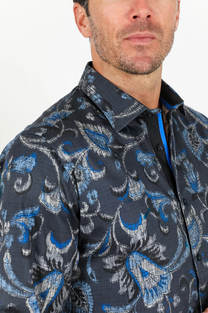 Camisa de manga larga de satén de algodón y elastano