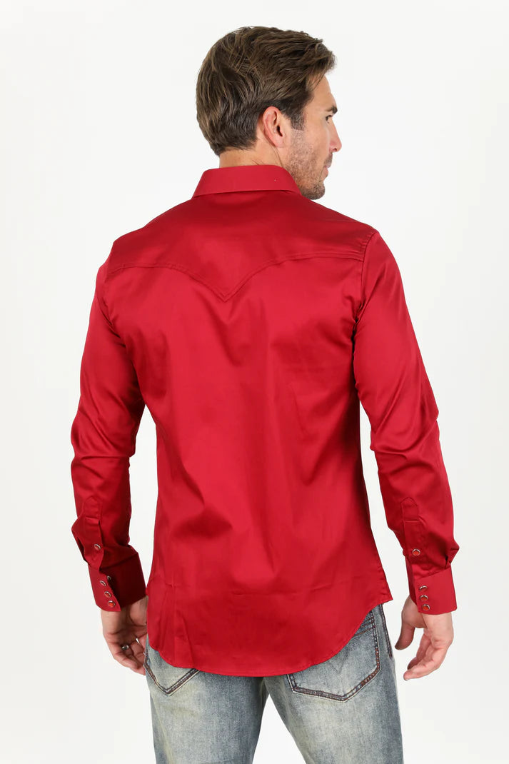 Men's Modern Fit Solid Red Dress Shirt