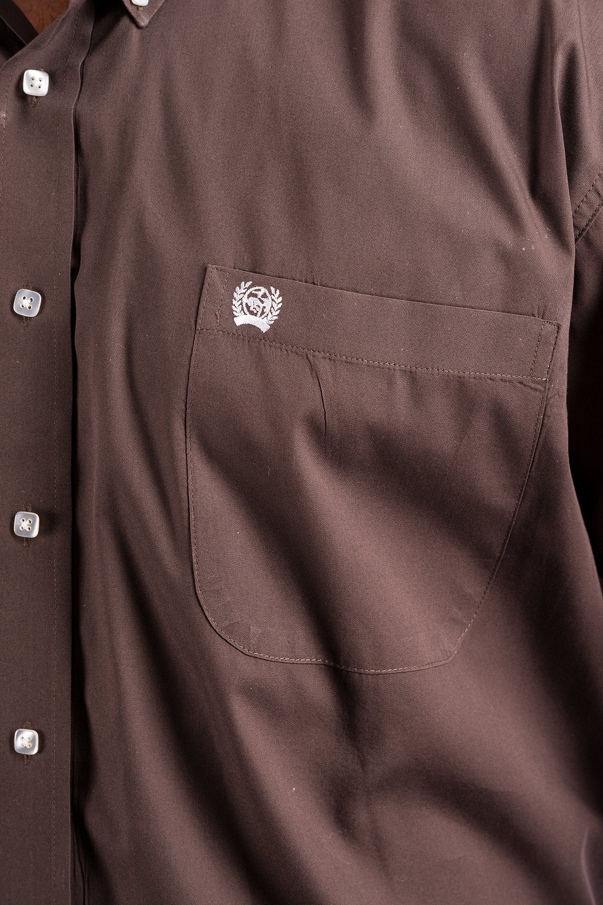 Men's Solid Brown Button-Down Western Shirt