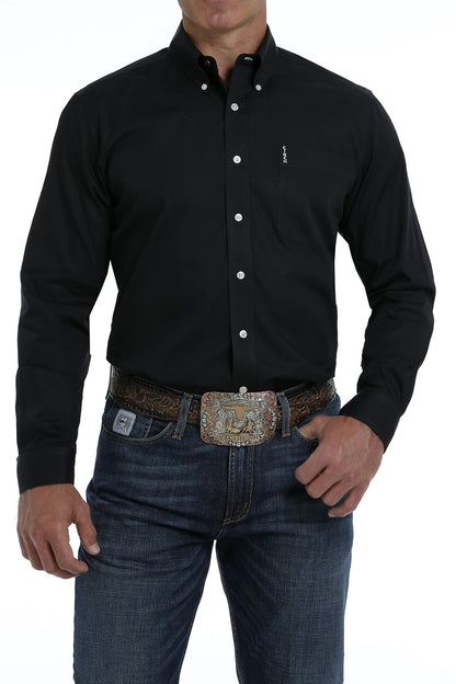 Men's Modern Fit Black Button-Down Shirt