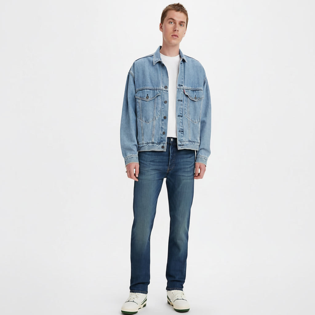 Levi’s 501 Original Fit Men’s Jeans front view on model in blue denim