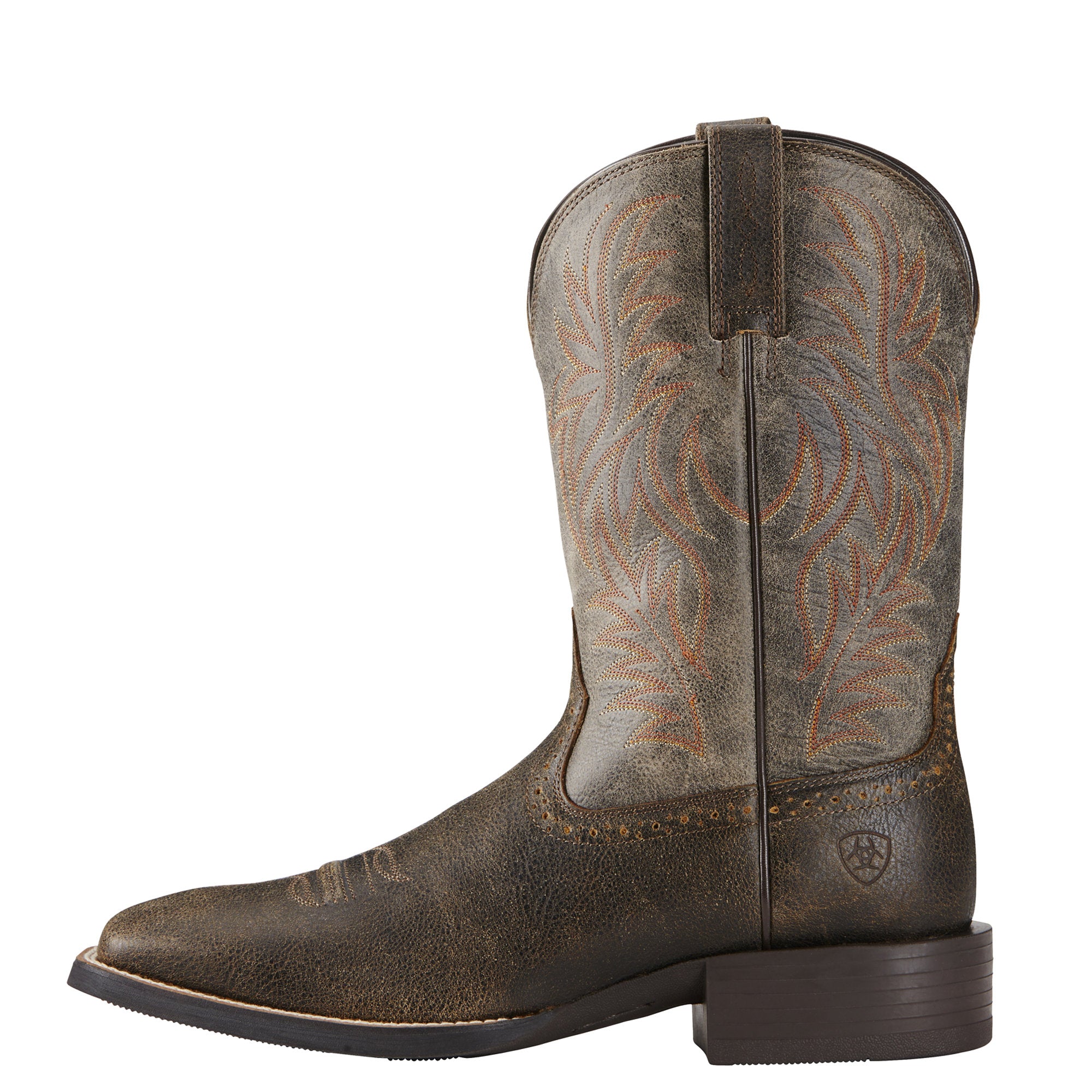 Bota vaquera deportiva de punta cuadrada ancha estilo western