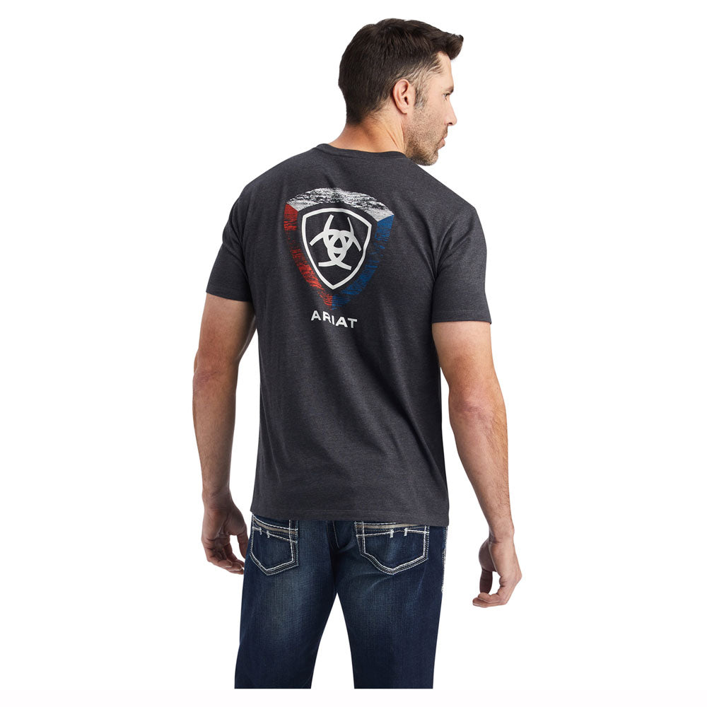 Ariat Men's Woodgrain Shield Short Sleeve T-Shirt - Charcoal Heather
