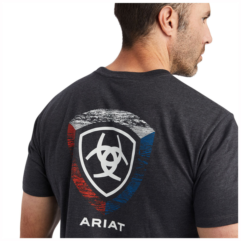 Ariat Men's Woodgrain Shield Short Sleeve T-Shirt - Charcoal Heather