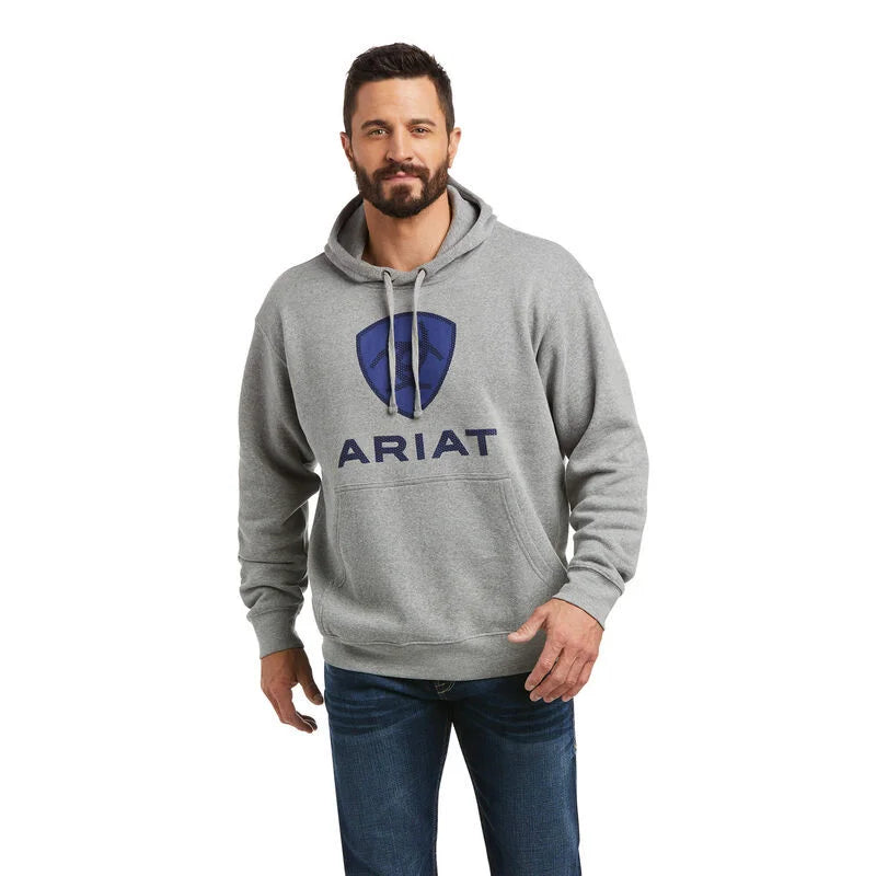 Ariat Men's Basic Heather Grey Raised Logo Sweatshirt Hoodie